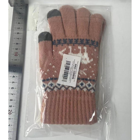 Manusi de Dama,  Model Ren, Functie Touchscreen (ecran tactil), Material Acril Tricotat, Manseta Elastica, Interior Catifelat, Marime Universala, Roz