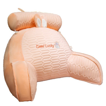 Perna Multifunctionala,  Spatar pentru Pat, Protectie Lombara, Marime Medie, 60 x 40 cm, din Latex, Model Iepure, Roz