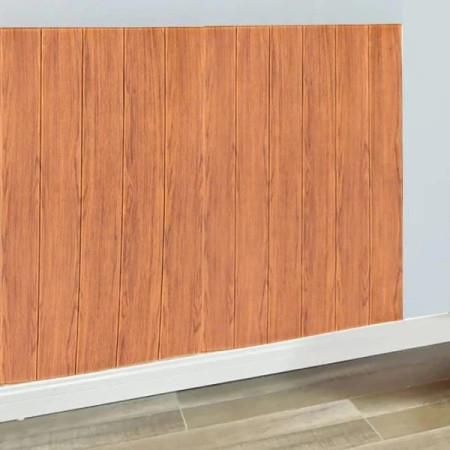 Set 10 Placi Tapet 3D,  70 x 70 cm, Grosime 3 mm, din Rasina, Tip Placi de Lemn, Suprafata Acoperita 4.9 mp, Maro Roscat