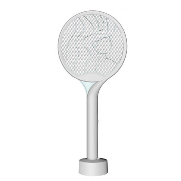 Paleta Electrica pentru Tantari, Muste si Tantari 2in1,  Reincarcabila, Incarcare USB, 2600V, Plastic, Casa si Gradina, Anti-insecte, Stand, 23x51 cm, Gri