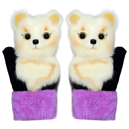 Manusi de Plus pentru Copii,  de Iarna, Groase, Moi, Calduroase, Model Animat Vulpe Alba