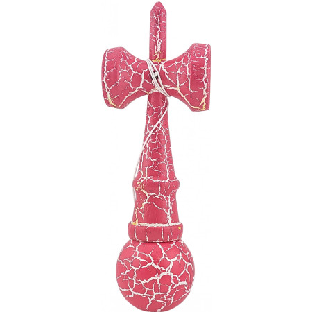 Kendama X Originala, Profesionala, Cyrax, Cracked, din Lemn, 18 cm, Roz Aprins/Alb