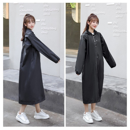 Pelerina de Ploaie,  pentru Adulti 150-180 cm, din EVA, Impermeabila, Rezistenta la Vant, Inchidere cu Capse, 140 g, Negru