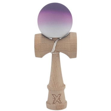 Kendama X Originala, Profesionala, Cyrax, din Lemn, Rubber Grip, 18 cm, Negru/Maro/Alb