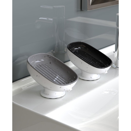 Savoniera din Plastic,  cu Ventuza, Design Modern, Gri