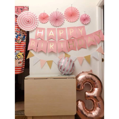 Balon din Folie Metalizata Cyrax, Figurina Cifra, Tema Aniversare 80 cm, Ambalaj Individual, Pai inclus, Umflare cu Aer sau Heliu, Rose Gold, Cifra 3