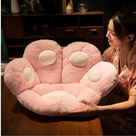 Perna Decorativa,  Model Laba de Pisica, din Plus, pentru Scaun/Canapea/Podea, 80 x 70 cm, Roz