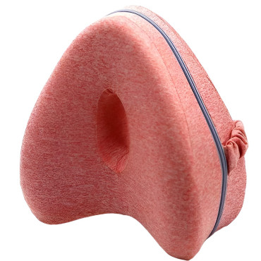 Perna Ortopedica pentru Picioare, Cyrax, Multifunctionala, Confortabilă, in Forma de Inima, Spuma cu Memorie, Curea Anti-cadere, 25x23x13 cm, Roz