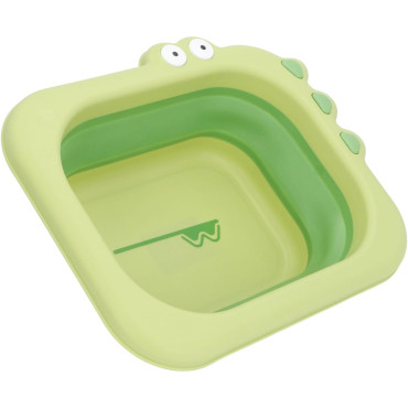 Lavoar Pliabil, Cyrax, pentru Copii, din PP/TPE, Portabil, Model Crocodil, 30x24.5x9 cm, Verde