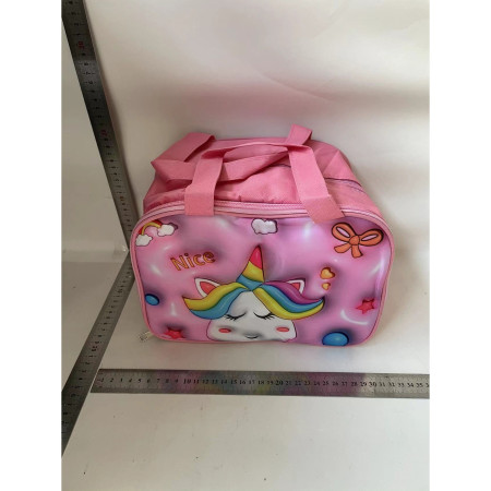 Geantă Frigorifică, Cyrax, cu Desene Animat 3D, Portabilă pentru Copii, de Prânz, din Pânză Oxford, 27.5x18x20 cm, Model Unicorn, Roz