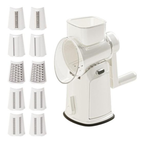 Razatoare Manuala, Cyrax, Rotativa cu Manivela, 10 Lame Interschimbabile, Anti-Stropire, 27 x 13 x 13 cm, Alb