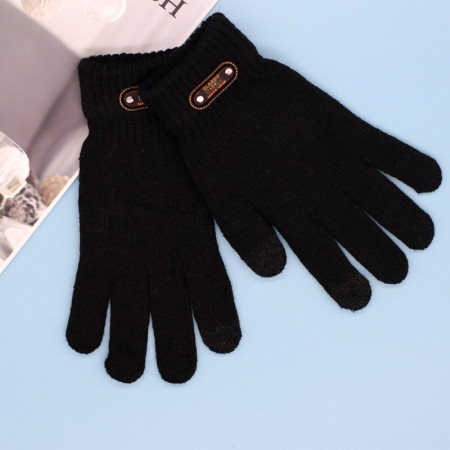 Manusi de Barbat,  Model Tricotat, Functie Touchscreen (ecran tactil), Material Acril, Manseta Elastica, Interior Catifelat, Marime Universala, Negru