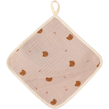 Prosop Absorbant, Cyrax, din Bumbac, 25 x 25 cm, Model Ursuleti, cu Agatatoare, Crem