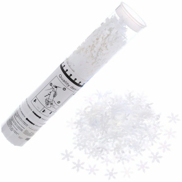 Tun de Confetti, Cyrax, 30 cm, Model Fulgi de Zapada din Hartie, Ambalaj din PET, Alb
