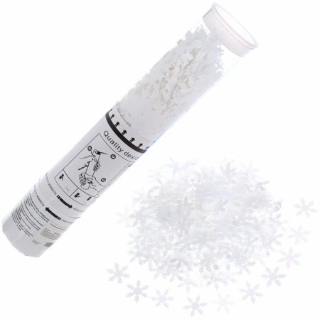 Tun de Confetti, Cyrax, 30 cm, Model Fulgi de Zapada din Hartie, Ambalaj din PET, Alb