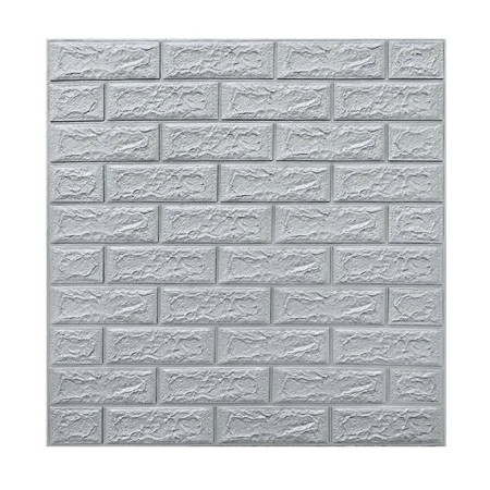 Set 10 Placi de Tapet,  Autoadezive, 70 x 77 cm, 3.5 mm Grosime, Suprafata Acoperita 5.3 mp, din PVC, Model Caramida, Gri