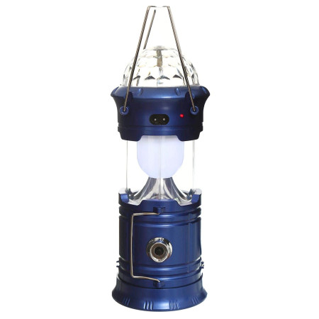 Lanternă pliabilă de camping Magic cool cu ​​lampă disc și USB  Lanterna, Felinar, Acumulator 1200 mAh, reincarcabila, 6 LED + 1 W + 3C culori, Albastru
