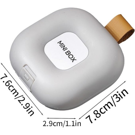 Cutie Depozitare Medicamente,  4 Compartimente, Inchidere Etans, Portabila, Patrat, Alb/Gri, PP, 7.6x2.9x7.8 cm