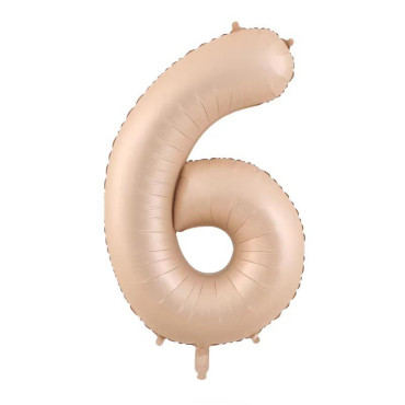 Balon din Folie Metalizata, Cyrax, Figurina Cifra, Model 6, Tema Aniversare 100 cm, Ambalaj Individual, Pai Inclus, Umflare cu Aer sau Heliu, Crem