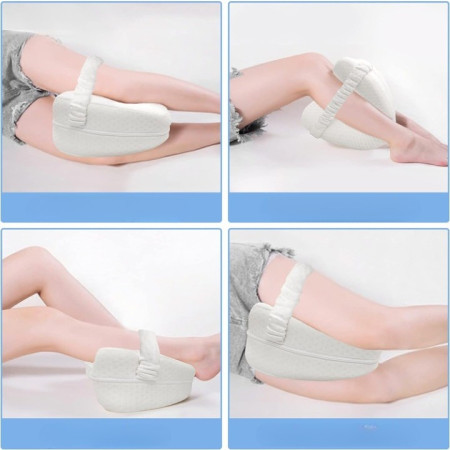 Perna Ortopedica pentru Picioare, Cyrax, Multifunctionala, Confortabilă, in Forma de Inima, Spuma cu Memorie, Curea Anti-cadere, 25x23x13 cm, Alb