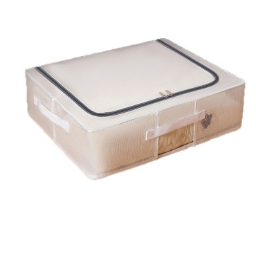 Cutie de Depozitare,  pentru Pantofi Haine, din Plasa PVC Impermeabila si Manere Laterale, Pliabila, Fermoar Bidirectional, 50 x 40 x 15 cm, Transparenta