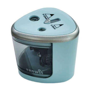 Ascutitoare Electrica cu 2 Gauri,  Gri, Baterii 4 x AA (neincluse), 7.5 x 7.5 x 7.5 cm, Albastru