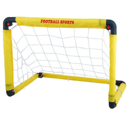 Set Poarta de Fotbal pentru Copii, Cyrax, 60x90 cm, Minge, Cartonase, Pompa, Fluier, Interactiv, Distractiv, Galben