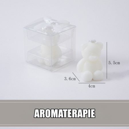 Lumanare Parfumata,  Model Ursulet, Alba, Aromaterapie, 5.5x3.6x4 cm