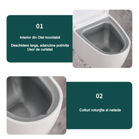 Scrumiera creativa  Forma de Toaleta, Capac Argintiu, Material ABS si Otel Inoxidabil, 12.5 x 9.8 x 8.4 cm, Fixare prin Lipire sau De Sine Statator, pentru Baie, Camera, Bucatarie, Balcon, Argintiu