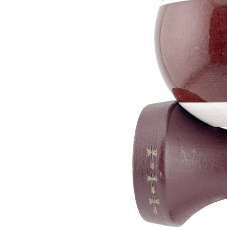 Kendama X Originala, Profesionala, Cyrax, Super Sticky Legendary, Rulment Metalic cu Ata 55 cm, Alb/Maro