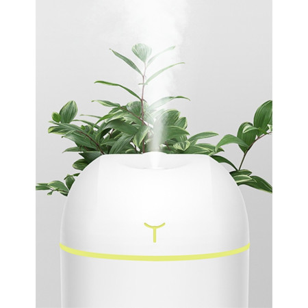Mini Umidificator Portabil,  2 Moduri, Aromaterapie, Silentios, Lumina Ambientala, Incarcare USB, 220 ml, 8 x 8 x 10.3 cm, Alb