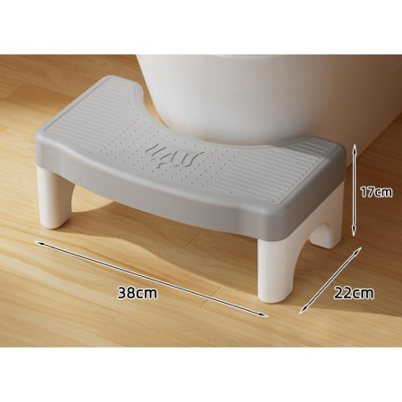 Scaunel WC, Cyrax, Tratament Impotriva Hemoroizilor si Constipatiei, Scaun Inaltator WC Copii, Suport Picioare WC, Taburet Inaltator Pozitia Corecta Ghemuit Pe WC, Plastic Rezistent, 17x22x38 cm, Gri