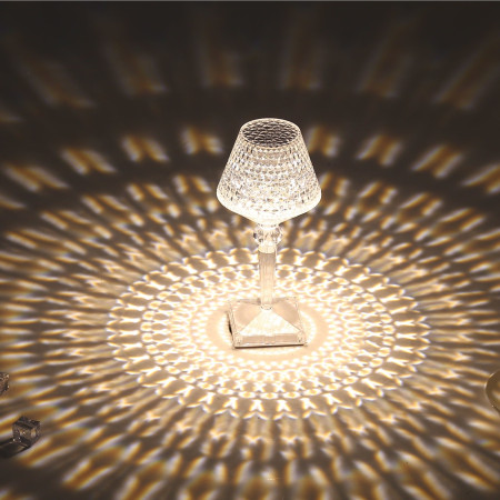 Lampa de birou pe LED RGB 16,  dimmer tactil, 3 nivele de intensitate, incarcare USB, 3W, Cristal Acrilic, cu telecomanda, forma pahar, transparent