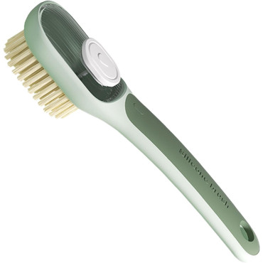 Perie Multifunctionala 2 in 1,  Perie Densa/Perie din Piele de Caprioara, cu Recipient Lichid, Maner Lung, 20.1x 4.3 x 5 cm, Verde