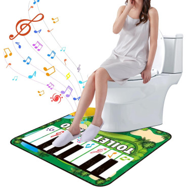 Covoras de Baie,  Model Pian Electric, Interactiv, 3 Moduri, +14 Ani, din Panza, cu Baterii, 60 x 48 cm, Verde