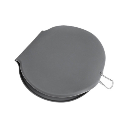 Bol Dublu pentru Animalul de Companie,  din Silicon, Pliabil, Inaltime Reglabila, Antialunecare, 42 x 21 x 5 cm, Gri