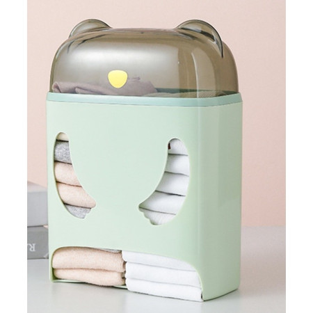 Cutie de Depozitare,  Montare Perete, Adeziv, Fara Perfoare, din ABS, Model Urs, 18 x 11 x 25 cm, Verde