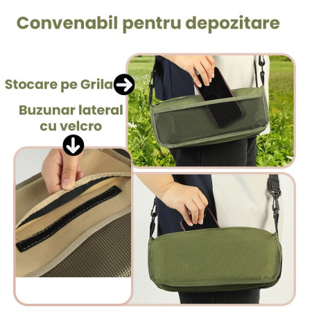 Scaun Taburet Pliabil pentru Camping,  pentru Adulti, Scaun Portabil, Pescuit, din Panza Oxford si Cadru Metalic, Mare 31 x 29 x 25 cm, Verde
