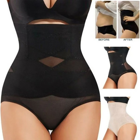 Lenjerie Modelatoare pentru Abdomen, Cyrax, cu Talie Inalta si Corset, Negru, Push-Up, Marimea M