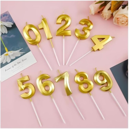 Lumanare Cifra 6, Cyrax, Model Diamond, 5 x 3.4 cm, Auriu