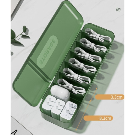 Cutie Organizatoare pentru Cabluri,  din Plastic, 28 x 9 x 6 cm, Verde