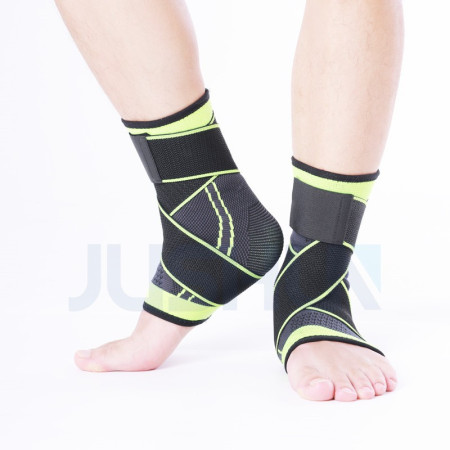Orteza pentru Glezna, Cyrax, cu Benzi Elastice de Fixare, 24 x 10.5 cm, din Nailon, Negru/Verde