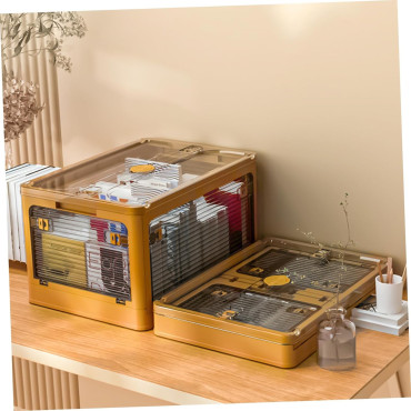 Cutie de depozitare pliabila,  Cu capac, 29 L, Plastic, 40.5x29x24.5 cm, Portocaliu