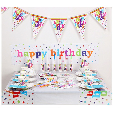 Fata de Masa Dreptunghiulara, Cyrax, Colectia Happy Birthday, 180 x 108 cm, din Plastic PE, Impermeabila, Multicolor