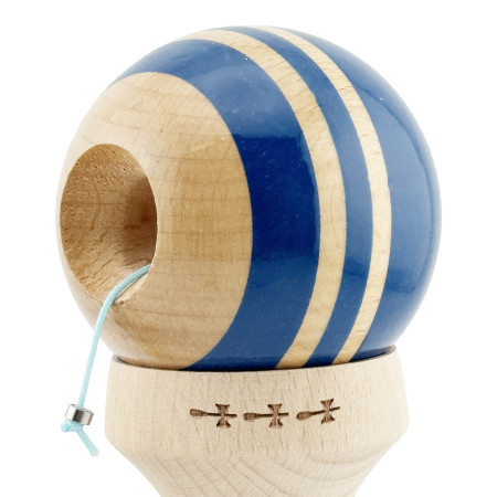 Kendama X Originala RAINBOW, Profesionala, Cyrax, Cupe Mari KING SIZE V3, Super Sticky, Gaura in Baza, Rulment Metalic, din lemn 18 cm, Ata 55 cm, Albastru/Maro