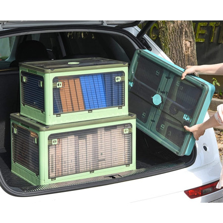 Cutie de depozitare pliabila,  Cu capac, 29 L, Plastic, 40.5x29x24.5 cm, Albastru