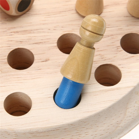 Joc de Memorie, Cyrax, pentru Toata Familia, din Lemn, Diametru Tabla de Joc 16 cm, Interactiva, +4 Ani, 6 Culori, Multicolor