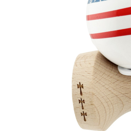 Kendama X Originala CHICANOS, Profesionala, Cyrax, Cupe Mari KING SIZE V3, Super Sticky, Gaura in Baza, Rulment Metalic, din lemn 18 cm, Ata 55 cm, Albastru/Alb