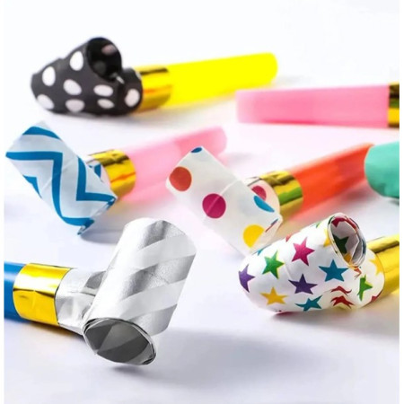 Set 6 Suflatori, Cyrax, pentru Petrecere, Tematica Aniversare, 8 cm, Multicolore cu Imprimeu