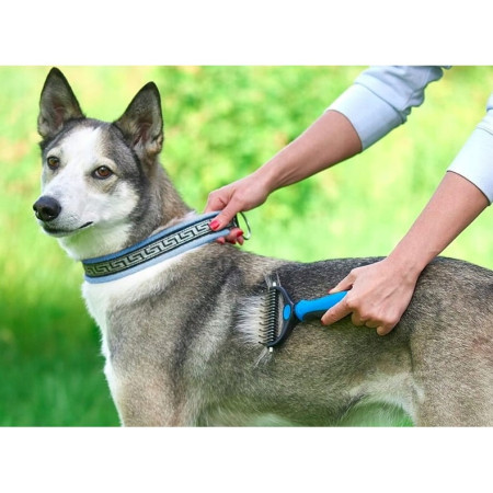 Pieptene pentru Părul de Animale,  Dispozitiv de Îngrijire cu Două Fețe, Îndepărtarea părului, Albastru